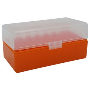 WPW Patronenbox Kaliber .223 - 50 Stück orange-transparent mit Klappdeckel