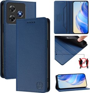 Lederhülle für Blackview Wave 8C/Wave 8/Oscal Flat 2 Hülle Flip Brieftasche Kartenfächern Ständer Schutzhülle Blau