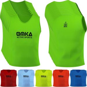 12 Stück OMKA Fußball Leibchen Trainingsleibchen Markierungshemd Fußballleibchen für Kinder Jugend und Erwachsene, Farbe:Grün, Bibs:Junior (M)