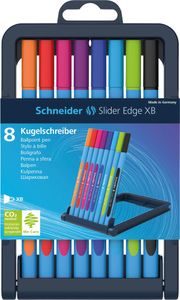 Schneider 152279 Slider Edge XB Kugelschreiber (Dreikant-Stifte mit Strichbreite XB) 8 Stück sortiert in Stiftebox