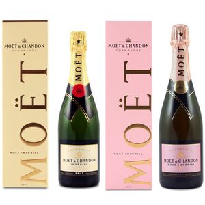 Champagne Moet & Chandon - Impérial brut & Impérial rosé - Sous étui 75cl