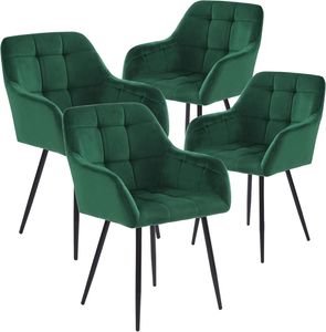 Perfur Casa®4 Set Jídelní židle, židle jídelny, židle jídelny 4er, kuchyňské židle, židle jídelna, sametová zelená