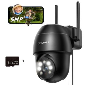 COOAU 5MP Überwachungskamera Aussen, Wlan Kamera Outdoor mit 64 GB SD-Karte