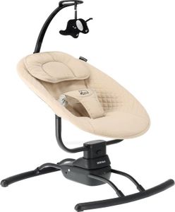 DERYAN Jacky Baby Elektrischer Wippsessel - Schaukelstuhl - Musik, Lautsprecher und Fernbedienung - Nougat