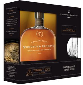 Woodford Reserve Kentucky Straight Bourbon Whiskey + 1 Kristall Tumbler Geschenkset | 43,2 % vol | 0,7 l