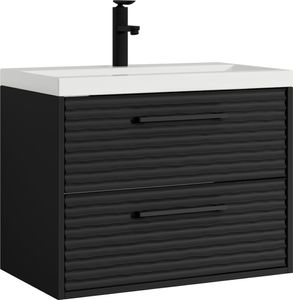 Badezimmermöbel Etna 60 cm 01 Waschbecken - Schwarz - Aufbewahrungsschrank Badmöbel-Set
