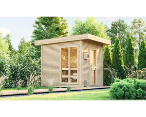 Saunahaus Weka Kuopio ohne Ofen mit Fenster und Holztüre mit Isolierglas wärmegedämmt Saunahaus Weka Kuopio ohne Ofen mit Fenster und Holztüre mit Isolierglas wärmegedämmt