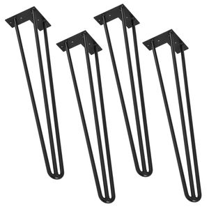 [en.casa]® Hairpin Leg Tischbein im 4er Set aus Stahl - schwarz - 72 cm - 3 Streben