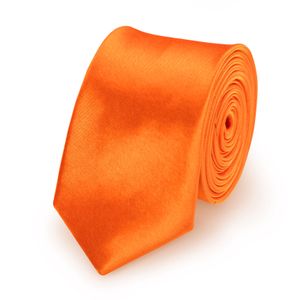 Krawatte Orange slim aus Polyester einfarbig uni schmale 5 cm