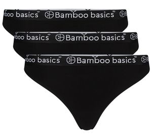 Bamboo basics Damen String EMMA, 3er Pack - Logo-Bund, atmungsaktiv, Single Jersey Schwarz XL