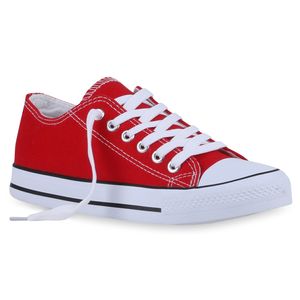 Mytrendshoe Damskie Trampki Niskie Buty Materiałowe 811078, Kolor: Czerwony, Rozmiar: 36