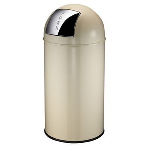 Abfallbehälter mit Pushdeckel & Inneneimer aus Metall | 40 Liter, HxBxT 74x34x34cm | Creme