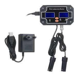 2 in 1 Wasserqualitaetstester pH / EC-Messgeraet Wasserdichter Doppelanzeigetester Schwarz EU-Stecker PH / EC-2681