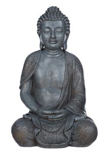 Buddha NF13106 Grau Buddha-Figur XL44cm Statue Büste Gartendeko aus Kunststein