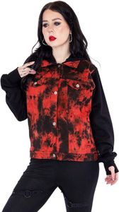 Heartless Jeansjacke Noelle mit Kapuze Tie Dye Punk Denim Batik Schwarz Rot