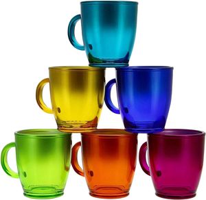 Design 6er Set Kaffeebecher Glas 380ml in tollen Farben für Ihr liebstes Heißgetränk für Kaffee, Cappuccino und Latte Macchiato…