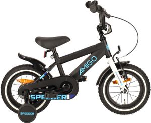 AMIGO Kinderfahrräder Jungen Speeder 12 Zoll 21,5 cm Jungen Rücktrittbremse Schwarz/Blau