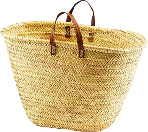 Kobolo Bag Basket Bag Plážová taška - Palm Leaf - rukoväte z pravej kože