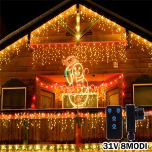 10m 400 LED Weihnachtsbeleuchtung 8modi TIMER Lichterkette Schneefall Lichtervorhang Eisregen Weihnachtsbeleuchtung 31V