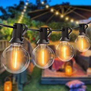 15m LED Lichterkette Wasserdicht Warmweiß Lichterketten mit 50er G40 Glühbirne und Ersatzbirnen für Innen Außen Garten Balkon Party Hochzeit Weihnachten