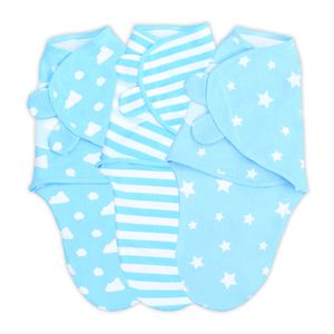 Pucksack Baby 0-3 Monate SET - Pucktuch Swaddle Blanket Puckdecke Strampelsack aus Baumwolle 3 Stück mit Wolken Blau