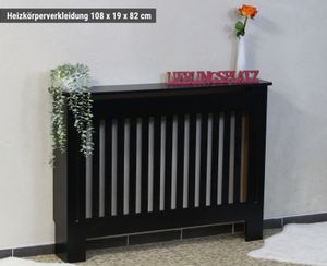 Heizungsverkleidung Heizkörperabdeckung Abdeckung Cover Schrank Holz MDF schwaz Landhaus 112x82 cm