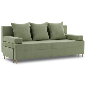 Couch FIREZE mit Schlaffunktion - ausziehbares Sofa mit Bettkasten - Grün, Olivgrün