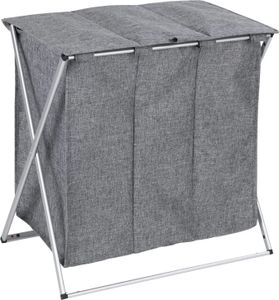 WENKO Wäsche Sammler TRIO TOP grau 118 L Korb 3 Fächer Sack Sortierer BOX Bad