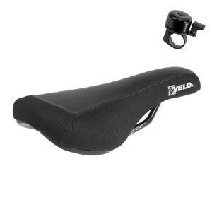 Velo Melow BMX Dirt Freestyle Fahrradsattel Fahrrad Sattel in Schwarz inkl. 1 Fahrradklingel
