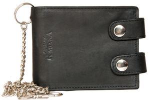 Pánska čierna kožená peňaženka Kabana RFID Strong s kovovou retiazkou