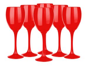 Sada 300 ml pohárov na víno v balení po 6 pohárov na víno s ručne maľovanými farbami Red Rainbow Colour