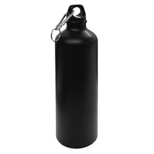 Aluminium Trinkflasche Schwarz 0,75 L mit Karabiner Alu Wasserflasche Sportflasche Fahrradflasche Aluflasche