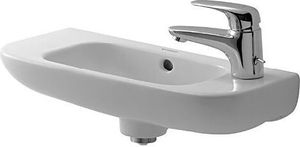 Duravit Handwaschbecken D-CODE mit Überlauf, Hahnlochbank, 500 x 220 mm, 1 Hahnloch rechts weiß