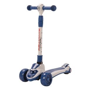 LED Kinder Roller Scooter Klappbar Höheverstellbaren 3 Räder für Kinder 2-8 Jahre Mit Musik Blau