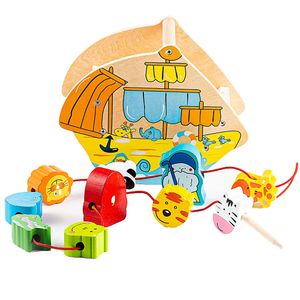 talinu Fädelspiel aus Holz mit 10 lustigen Figuren – Fädelspielzeug für Feinmotorik, Kombinationsvermögen und Konzentrationsfähigkeit – Spielzeug ab 10 Monaten
