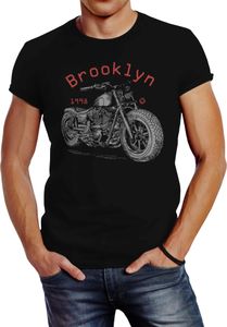 Herren T-Shirt Motorrad Motorbike Brooklyn Slim Fit Neverless® schwarz L