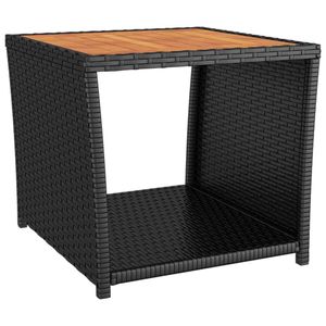 vidaXL Odkládací stolek s dřevěnou deskou Black Poly Rattan & Acacia Wood