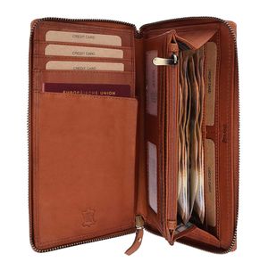 Benthill Reisebrieftasche Echt Leder | Große Dokumententasche mit RFID Schutz - Travel / Wallet aus hochwertigem Leder | Organizer / XXL Mappe | Portemonnaie mit Handyfach