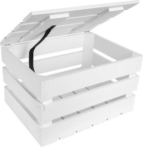 Creative Deco Weiße Holzkiste mit Deckel | 40 x 30 x 22 cm | Holztruhe Geschenktruhe Holzbox Kiste