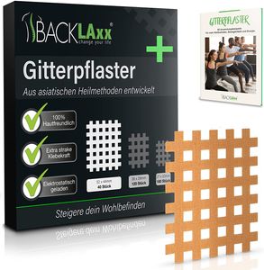 BACKLAxx® Gittertape - 40 Stück  Gitterpflaster Set in Größe Typ c - GRATIS umfangreiches eBook mit über 60 Anwendungsbeispielen