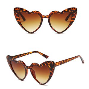 Leoparden Herz Sonnenbrille, Herzbrille, Mädchen Retro Bunte Brillen, Vintage Heart Sunglasses für Damen Herren