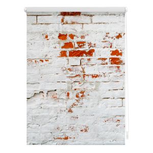 Rollo Klemmfix, ohne Bohren, blickdicht, Mauer - Weiß Rot 60 x 150 cm (B x L)