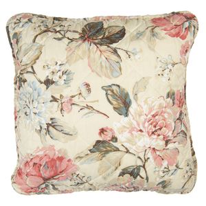 Clayre & Eef Kissenbezug 40x40 cm Beige Rosa Polyester BaumWolle Quadrat Blumen