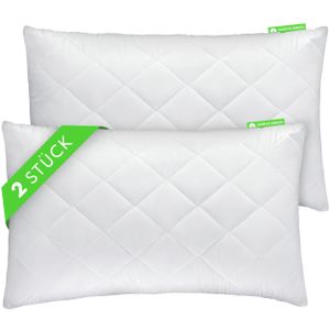 2er Set Kissen (40x60 cm) - Dekokissen für Bett und als Zierkissen - Mit Reißverschluss - Sofakissen für Couch und Sofa - Waschbar bis 60° - weiß