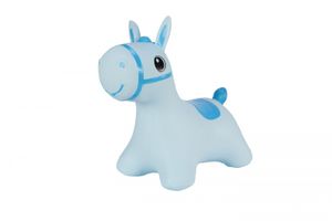 Hoppimals Höpftier blau Pferd mit Pumpe Hüpfpferd aufblasbares Hüpfspielzeug aus Gummi