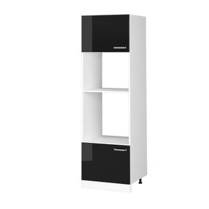 Vicco Mikrowellenschrank R-Line, 60 cm, Schwarz Hochglanz/Weiß