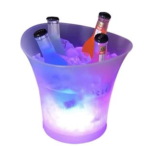 5L Großraum Flaschenkühler, Eiseimer LED Eiskübel Automatische Farbwechsel Eiswürfelbehälter Sektkühler Weinkühler Wasserdicht Getränkekühler 25×23.5cm