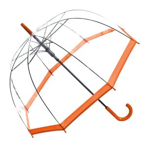 Regenschirm Transparent Durchsichtig Glockenschirm Damen Automatiköffnung Orange