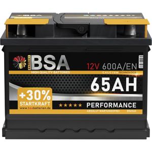 BSA Autobatterie 65 Ah 12V Starterbatterie Batterie ersetzt 60Ah 61Ah 63Ah 62Ah 64Ah