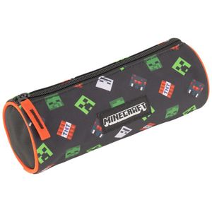 Pencil case Minecraft Black cylindrical, 22 х 8 х 8 cm, Black